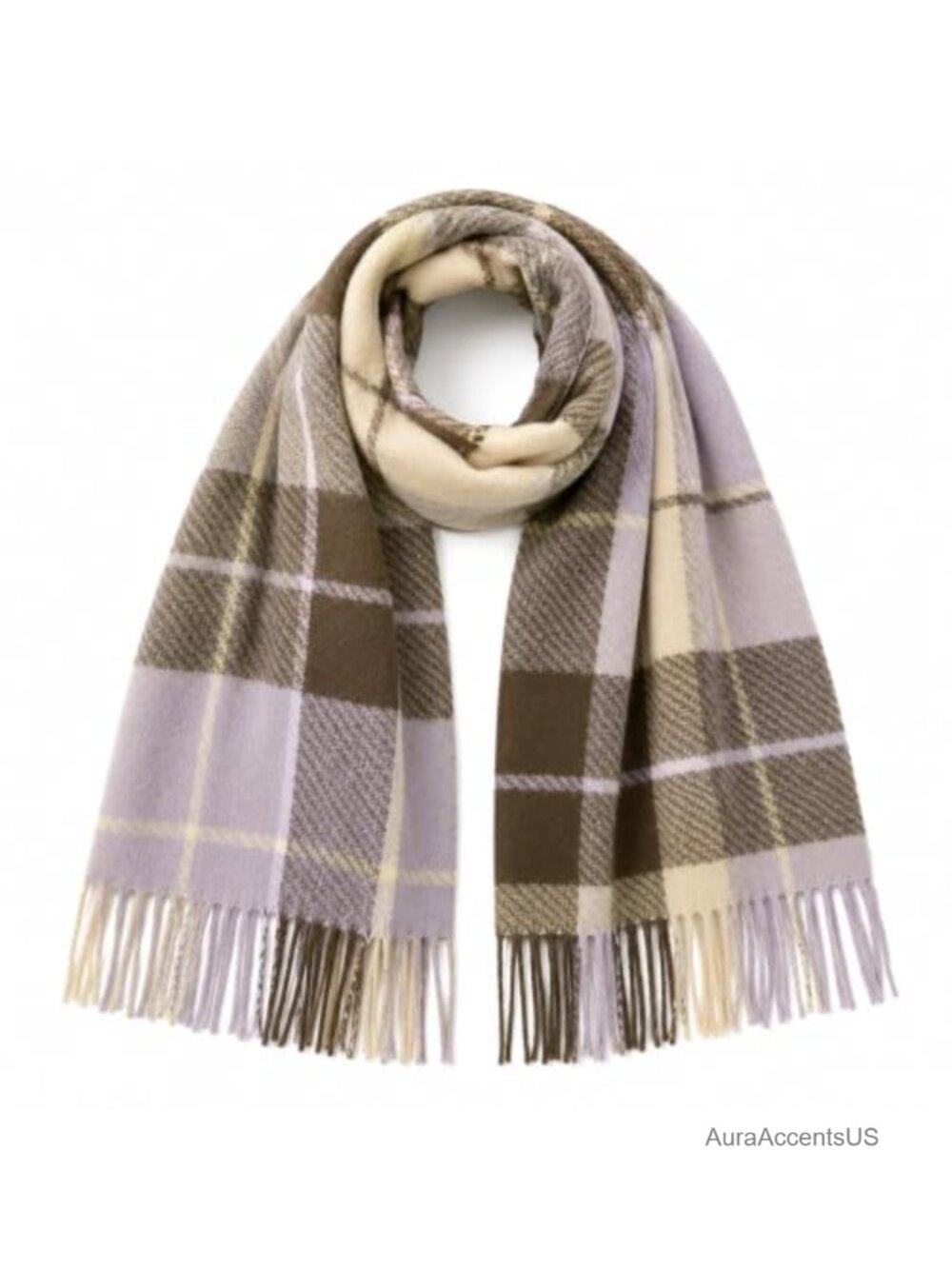 Oversized Plaid Fringe Scarf, Warm Soft Check Neck Shawl for Fall Winter Women